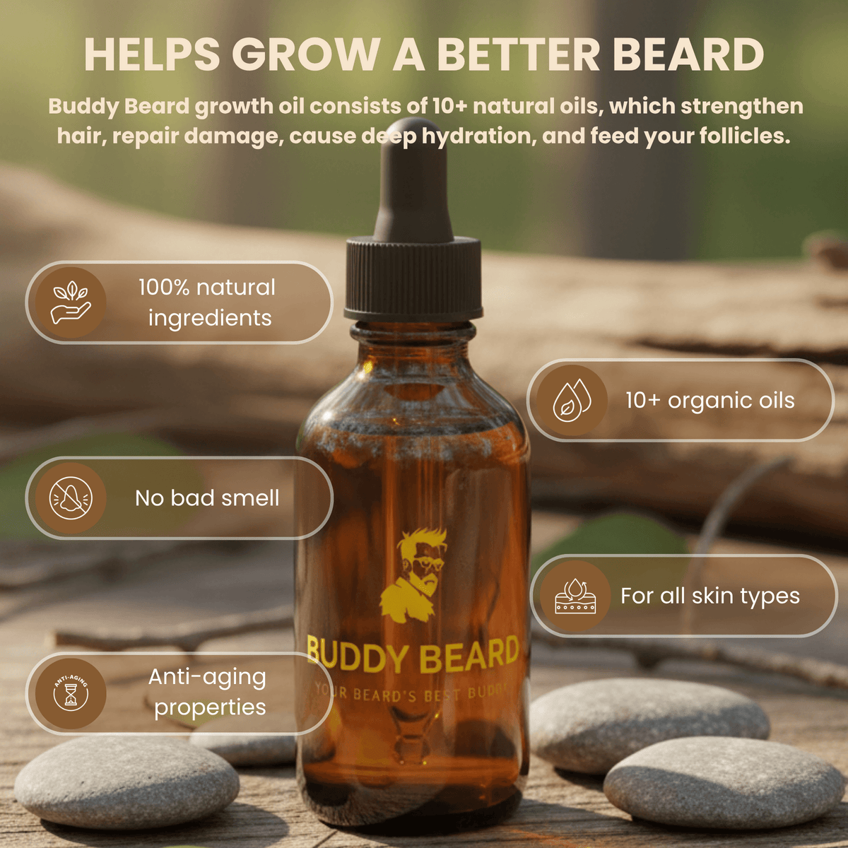 Buddy Beard growth oil with natural ingredients